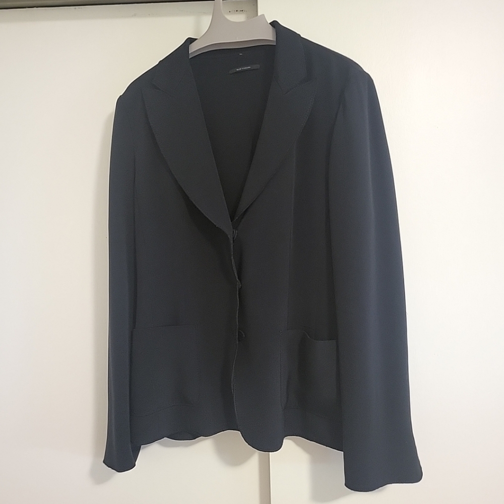 Elie Tahari black silk jacket blazer medium to large tonal stitching